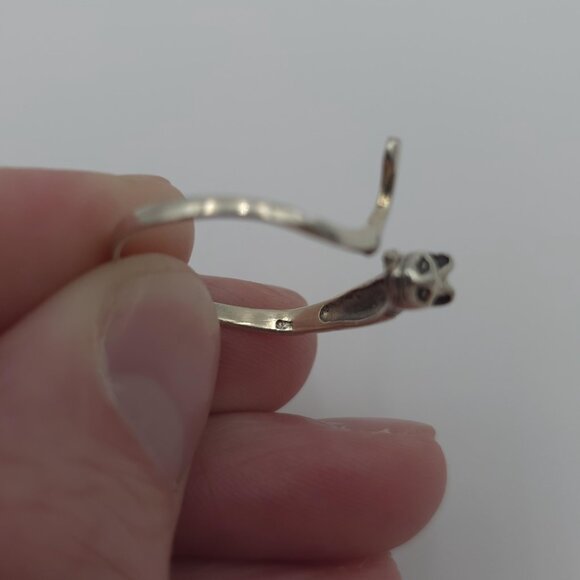 Size 10 Sterling Silver Egyptian Cat Ring A1659 - Picture 4 of 8